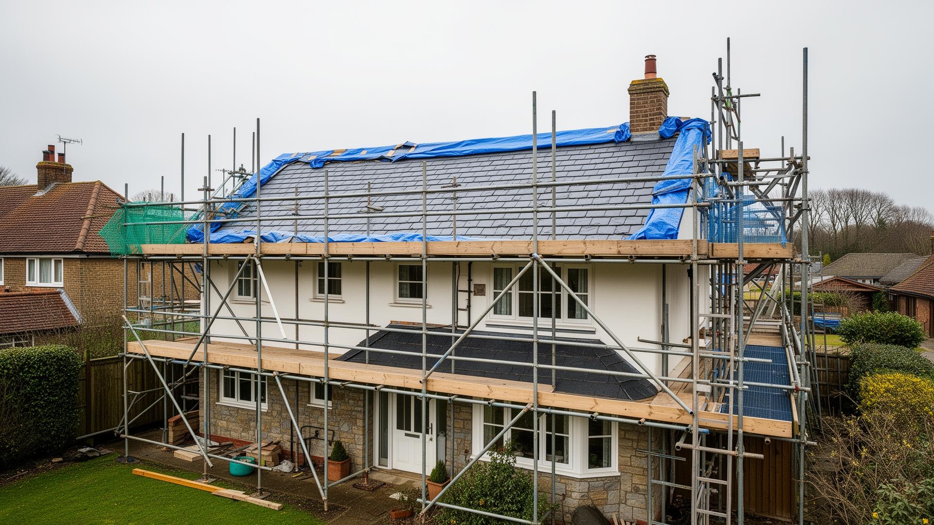 Roof Scaffolding Setup